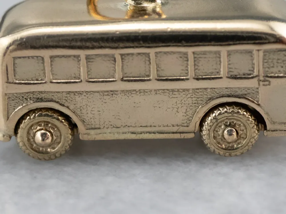 Vintage Gold Bus Charm Pendant