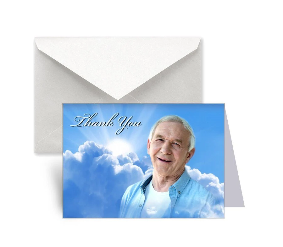Rising Sun Funeral Thank You Card Design & Print (Pack 50) Heavy Duty constructie