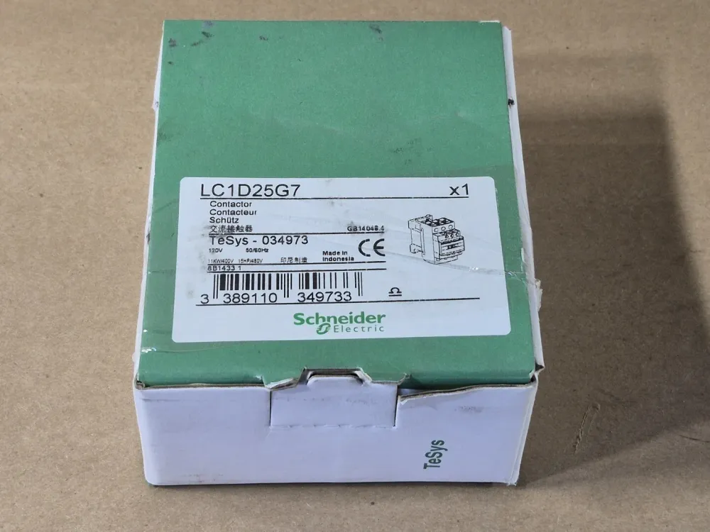 25 Amp, 3 Pole, 1NO + 1NC, 120 VAC Coil Contactor LC1D25G7 met 2 jaar garantie