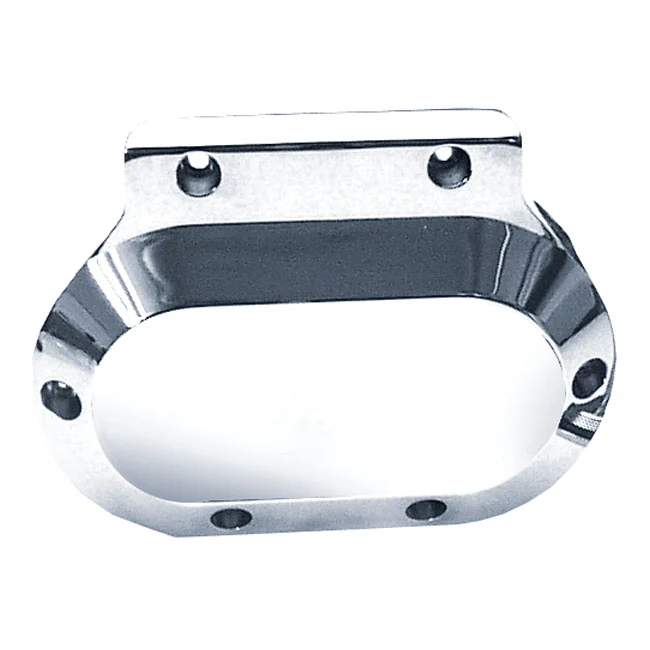 Jims, Billet Transm. End Cover. Afgewerkt Harley-Davidson