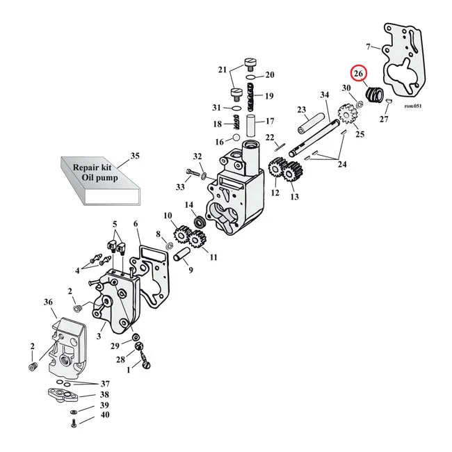 Distributieriem Jims Drive Gear, Oil Pump. 6 Tooth Harley-Davidson