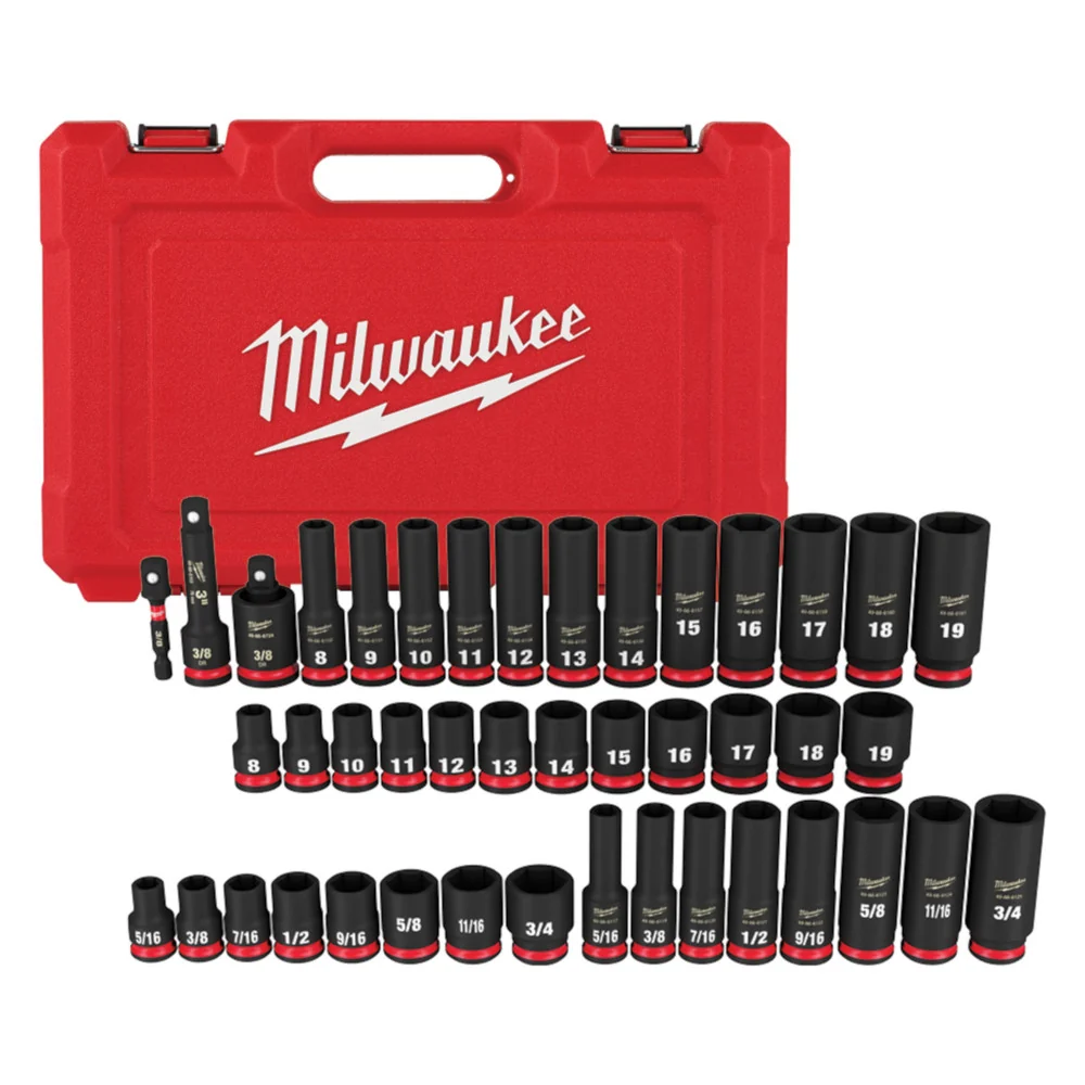MILWAUKEE 43 PC. SHOCKWAVE IMPACT DUTY 3/8" Drive SAE & Metric Deep 6 Point Socket Set Q4