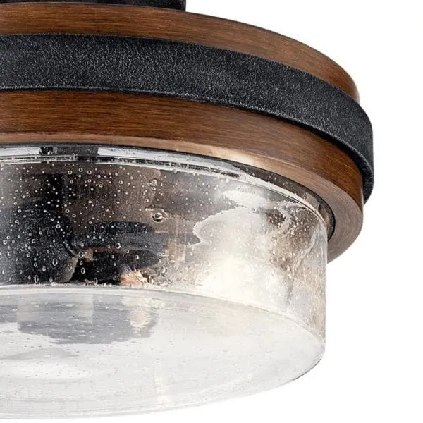 APLIQUE DE TECHO 2 LIGHT SEMI FLUSH AUBURN STAINED met bouten en moeren