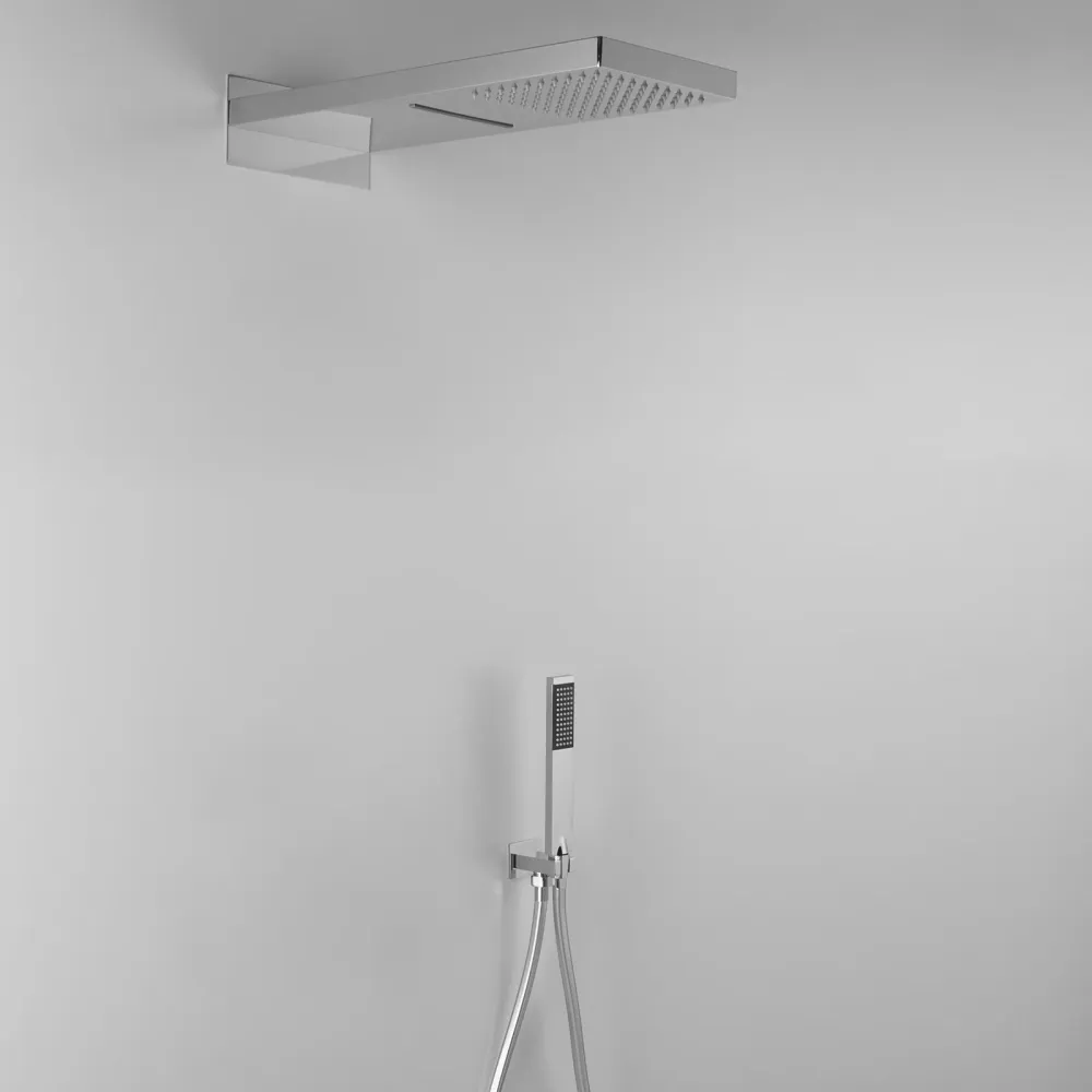 ARES shower set integrated 2-function showerhead stainless RVS and hand shower met stofkap