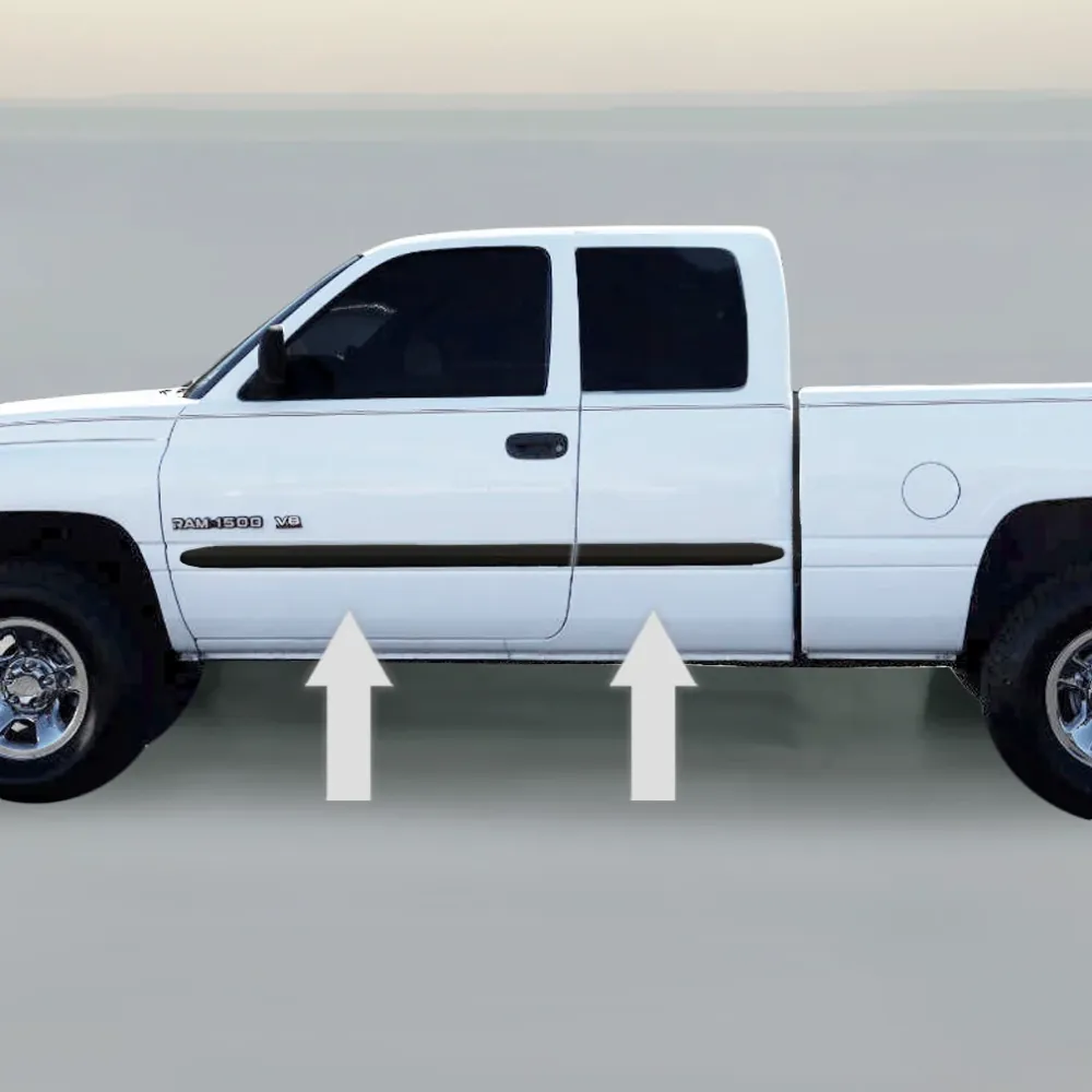 2" Black Body Side Molding Trim Die Cut Ends 1994-2000 Dodge RAM