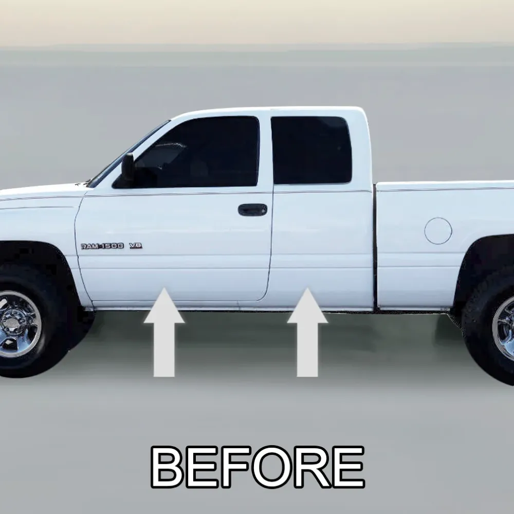 2" Black Body Side Molding Trim Die Cut Ends 1994-2000 Dodge RAM