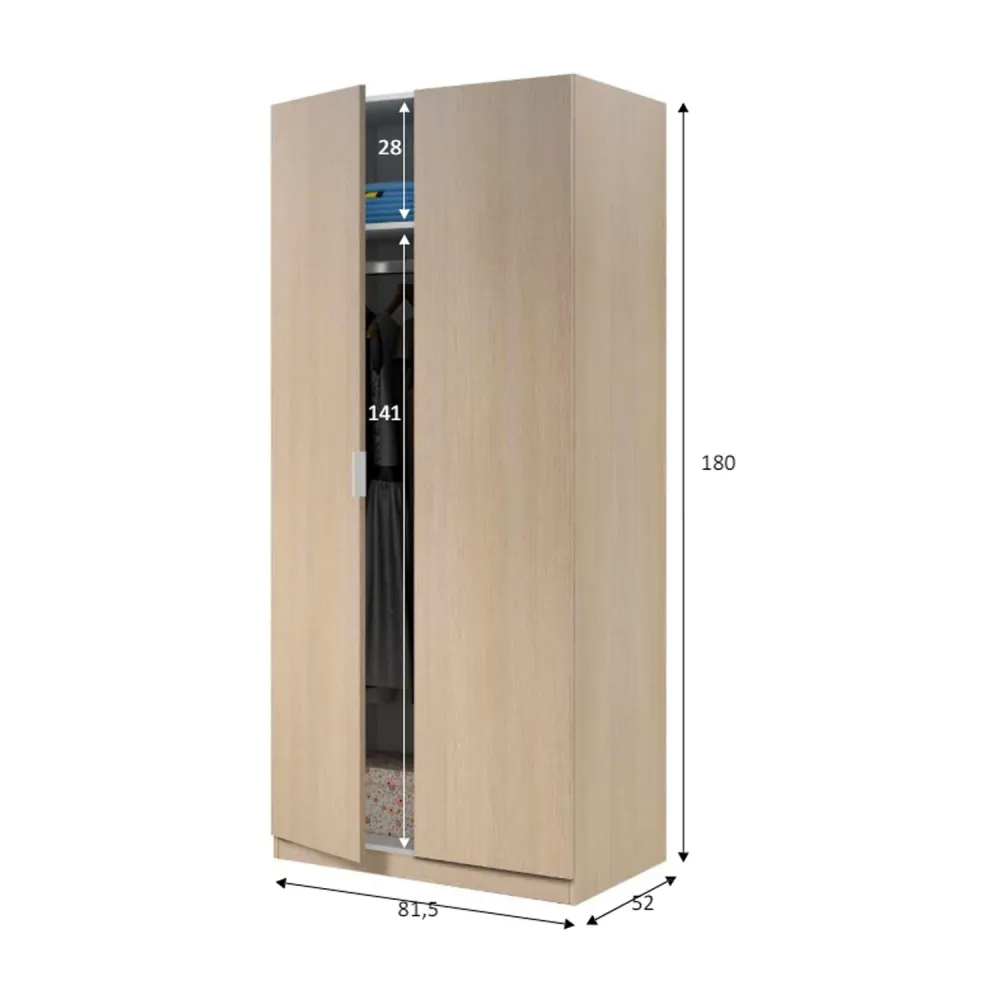 Chipboard wardrobe two doors Urban model - Light eik compatibel met VW Golf 7