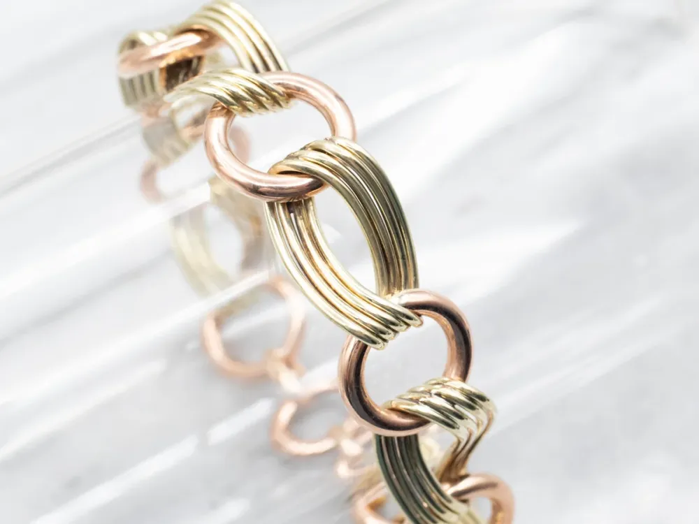 Chunky Two Tone Verguld Chain Link Bracelet