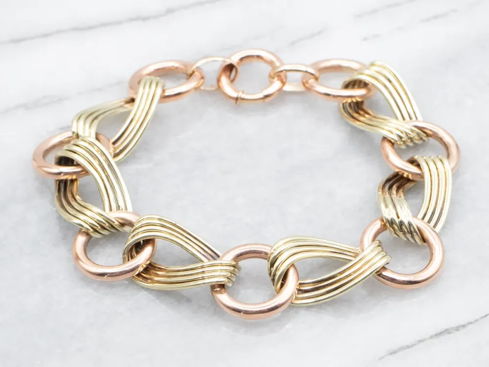 Chunky Two Tone Verguld Chain Link Bracelet