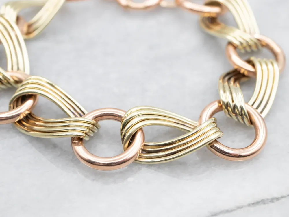 Chunky Two Tone Verguld Chain Link Bracelet