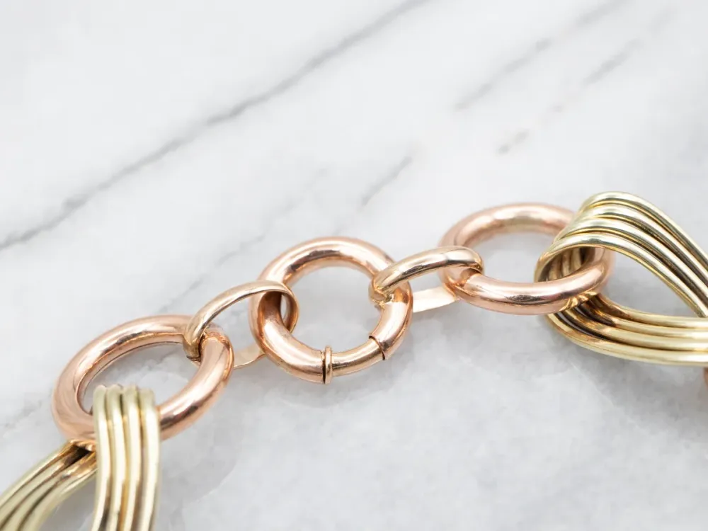 Chunky Two Tone Verguld Chain Link Bracelet