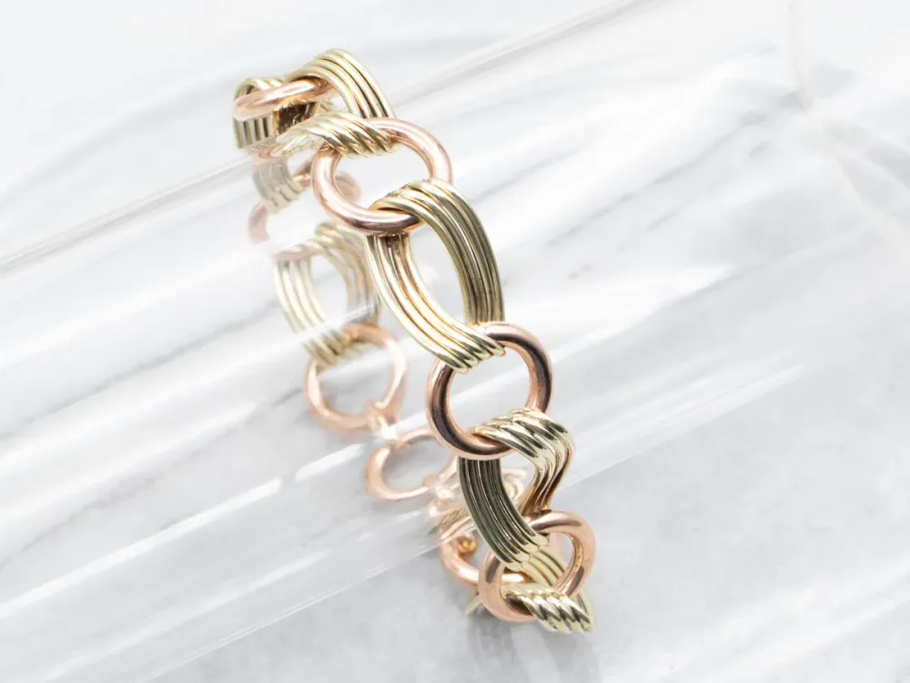 Chunky Two Tone Verguld Chain Link Bracelet