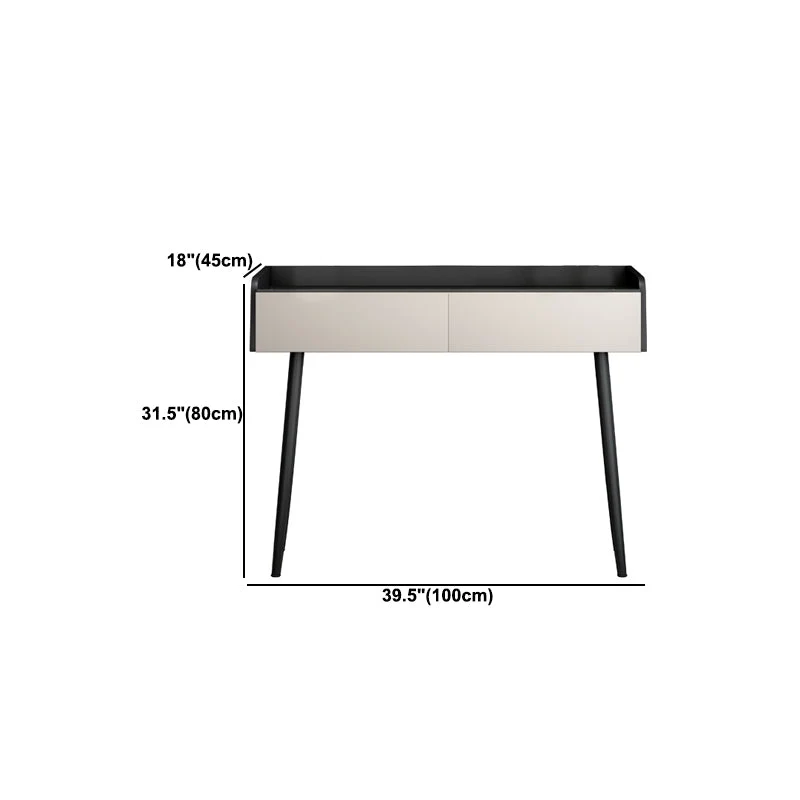 Contemporary Stone Top Vanity Van metaal Vanity Stool Set 2 Drawers 31