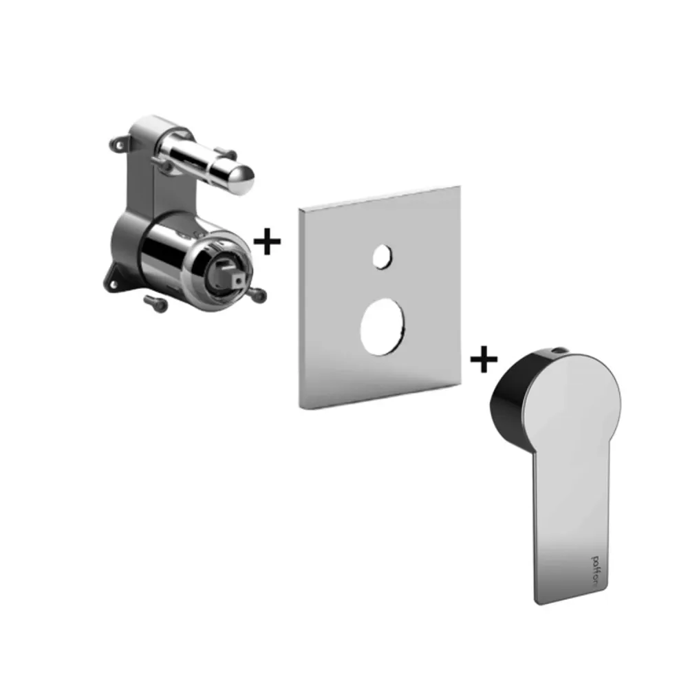 Demperbevestiging External set built- shower mixer 2 outlets Paffoni Tango push-button diverter and ABS plate