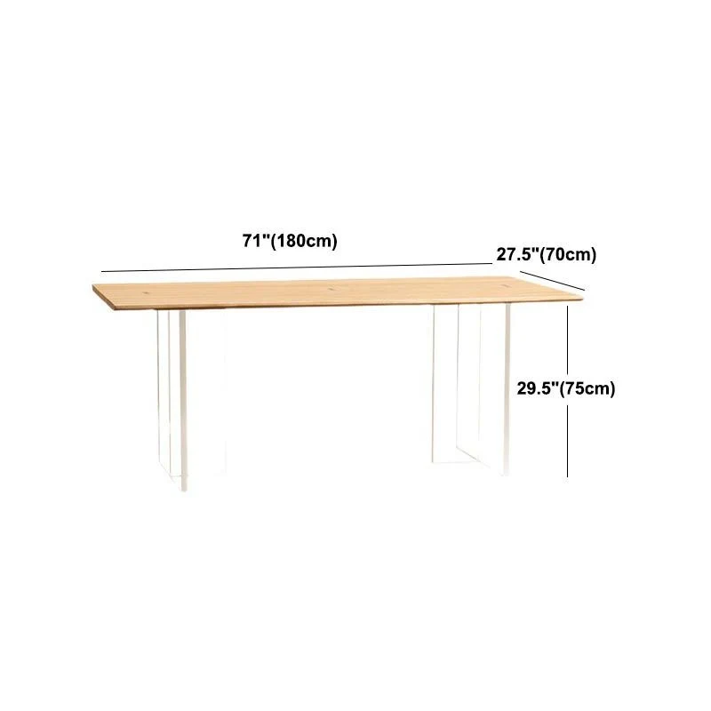 Dennen Wood Top Dining Table Contemporary Dining Table Double Pedestal Base 47