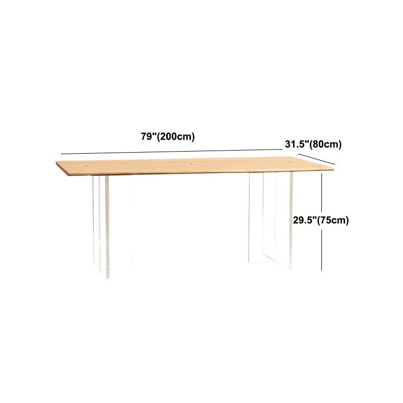 Dennen Wood Top Dining Table Contemporary Dining Table Double Pedestal Base 47