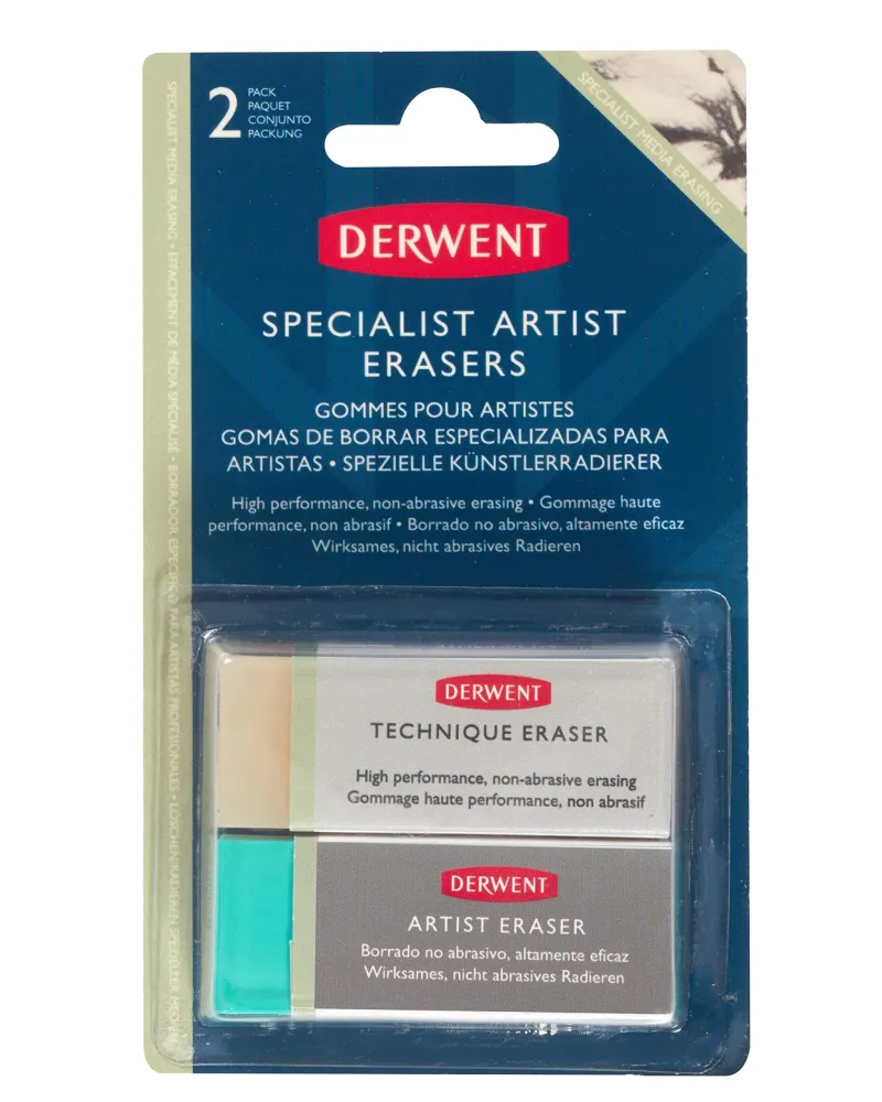 Derwent - Specialist Artist Erasers - 2 Pack met stofkap
