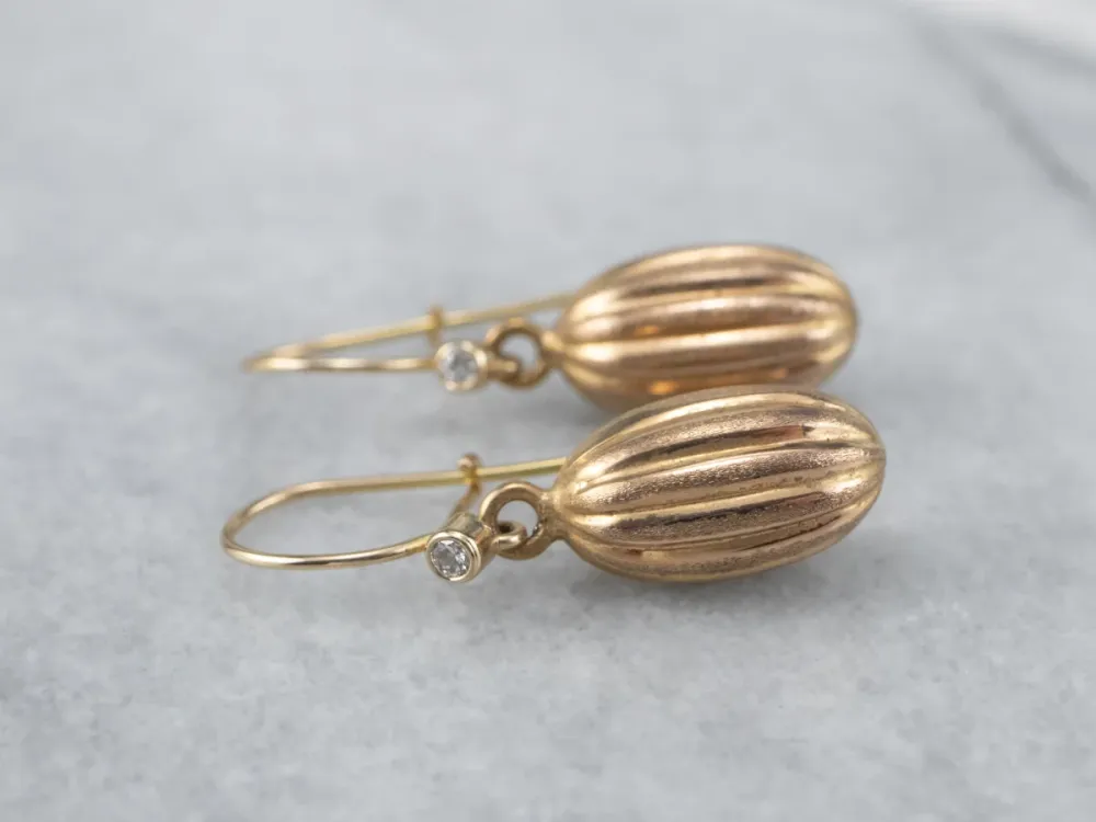 Diamond 22K Goud Bauble Drop Earrings met bovenste bevestiging