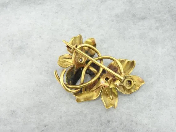 Diamond Hand Formed Tweevoudig Flower Brooch