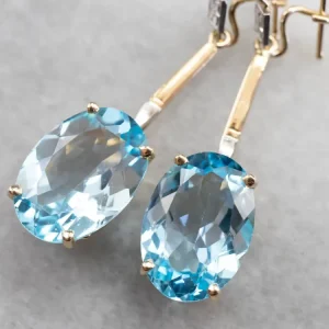 Floral Two Tone Goud Topaz Drop Earrings