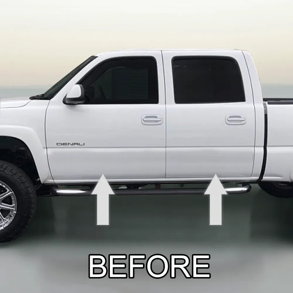 Gasdruk schokdemper 1999-2007 GMC SIERRA 2" Koolzwart Body Side Molding Die Cut Ends