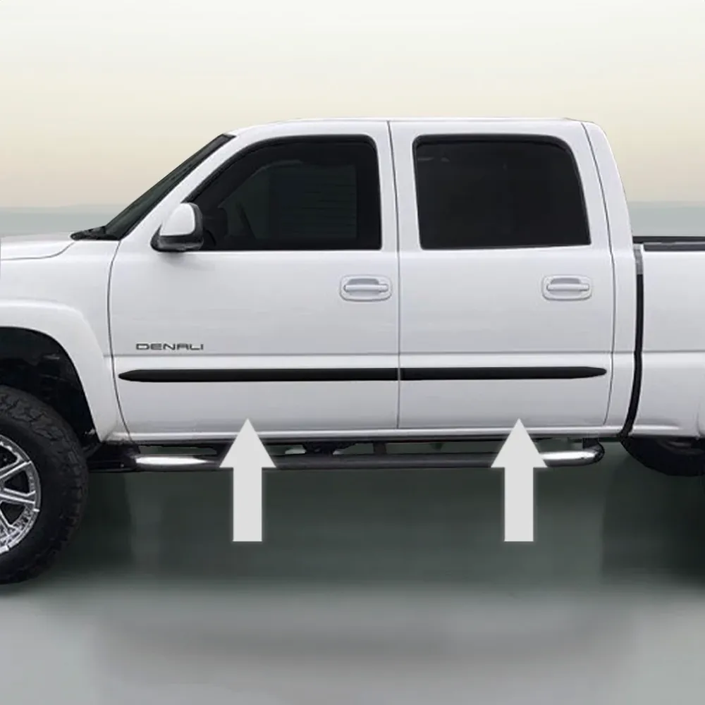 Gasdruk schokdemper 1999-2007 GMC SIERRA 2" Koolzwart Body Side Molding Die Cut Ends