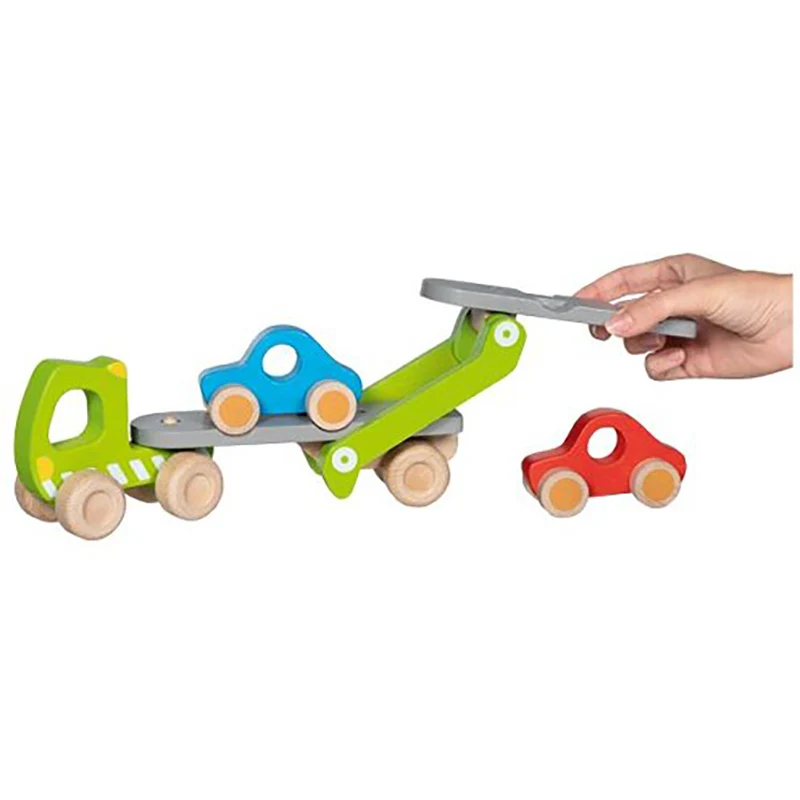 Goki Wooden Toy Truck 2 Cars