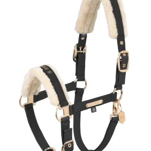 Heritage AW24 Faux Leather Tweemaal Pin Headcollar Faux Fur Black SHP
