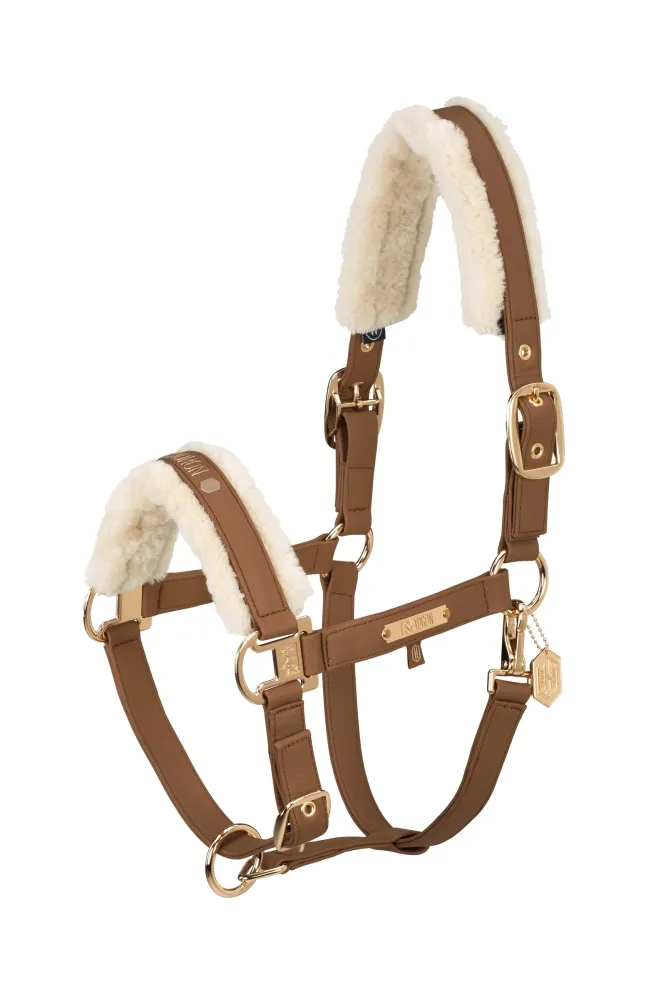 Heritage AW24 Faux Lederen Double Pin Headcollar Faux Fur Almond X-Full