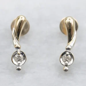 Kogelgewricht Dainty Two-Tone Verguld Diamond Drop Earrings