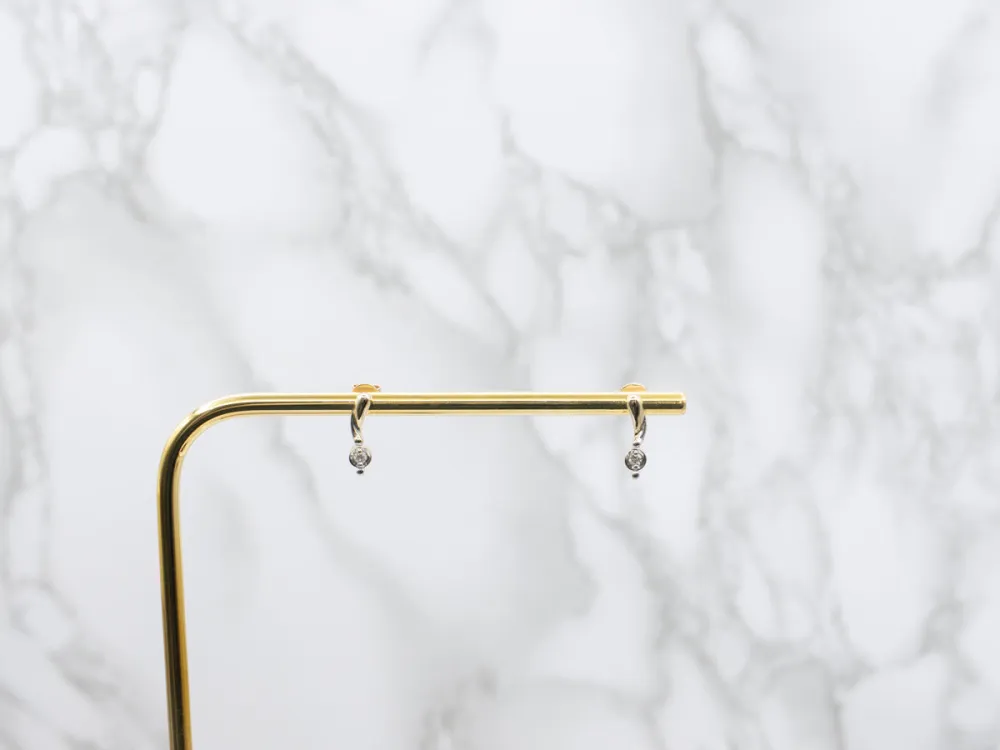 Kogelgewricht Dainty Two-Tone Verguld Diamond Drop Earrings