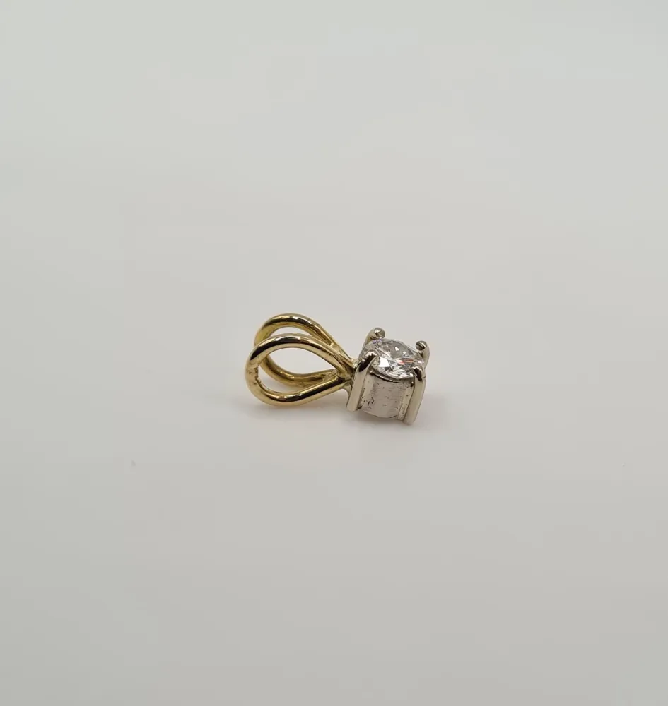 Kogelgewricht Goudgeel gold diamond pendant 0.25ct