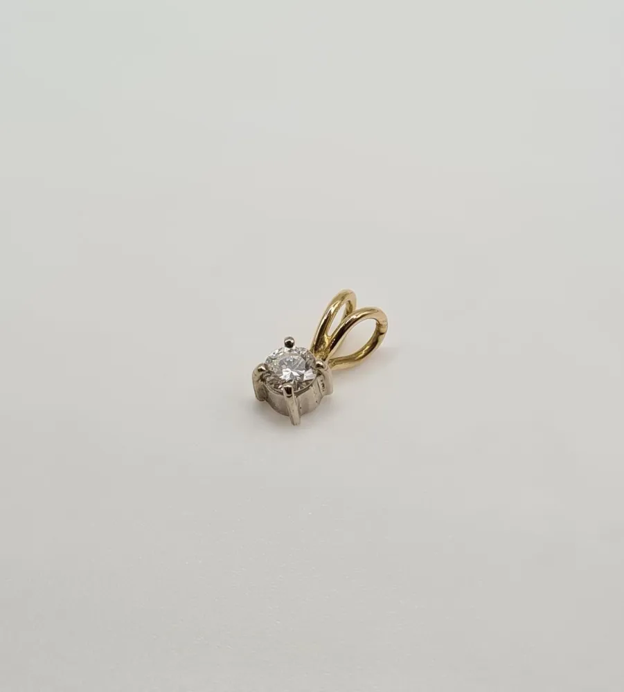 Kogelgewricht Goudgeel gold diamond pendant 0.25ct