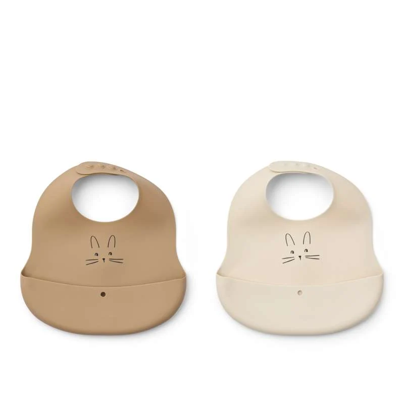 Liewood Ember Hagesmæk - 2-pak - Rabbit/Sandy/Oat met stofkap