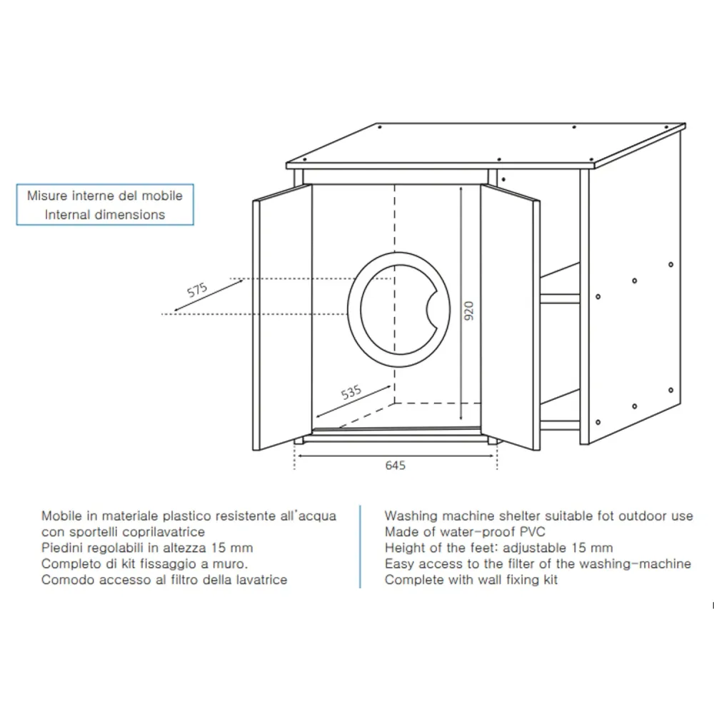 Mobile PVC washing machine cover doors and two shelves