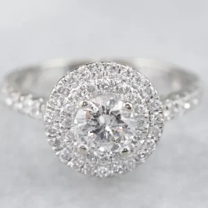 Modern Diamond Double Halo Engagement Ring