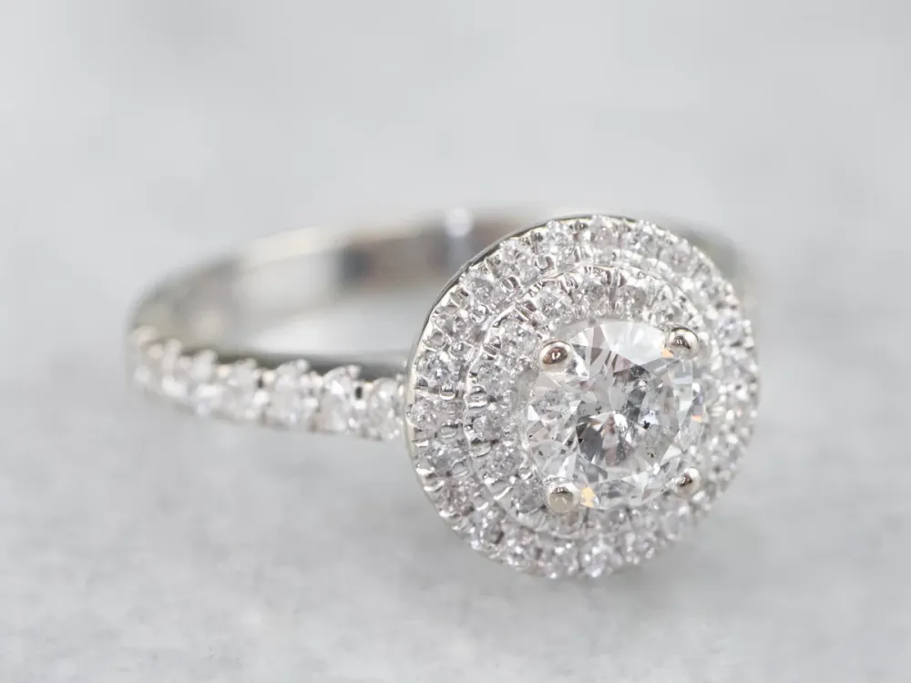 Modern Diamond Double Halo Engagement Ring