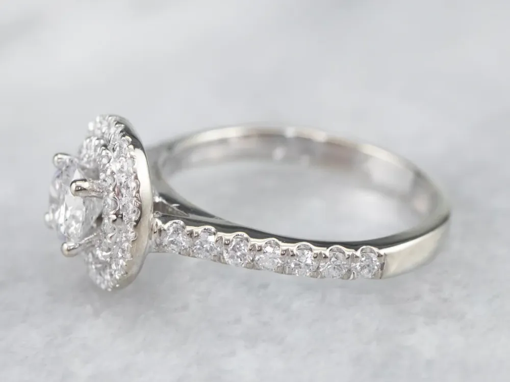 Modern Diamond Double Halo Engagement Ring