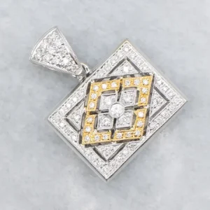 OEM Kwaliteit Open Work Two Tone Diamond Rectangular Pendant