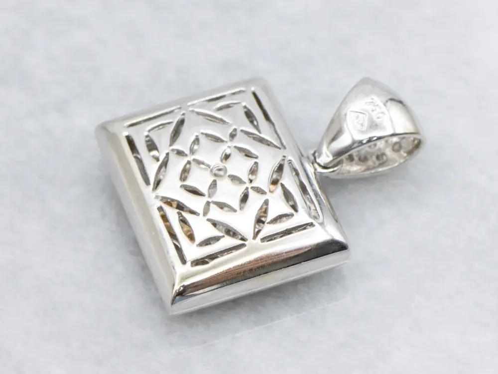 OEM Kwaliteit Open Work Two Tone Diamond Rectangular Pendant