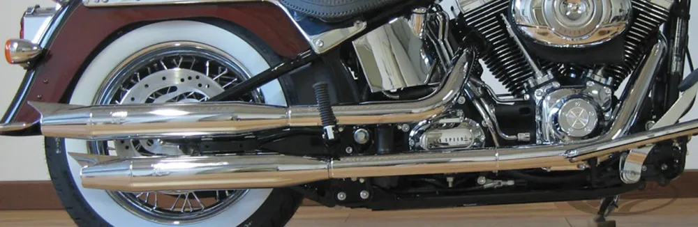 Ophangingsarm 2in2 mufflers FLSTSB/FLS Blk no end caps Harley-Davidson