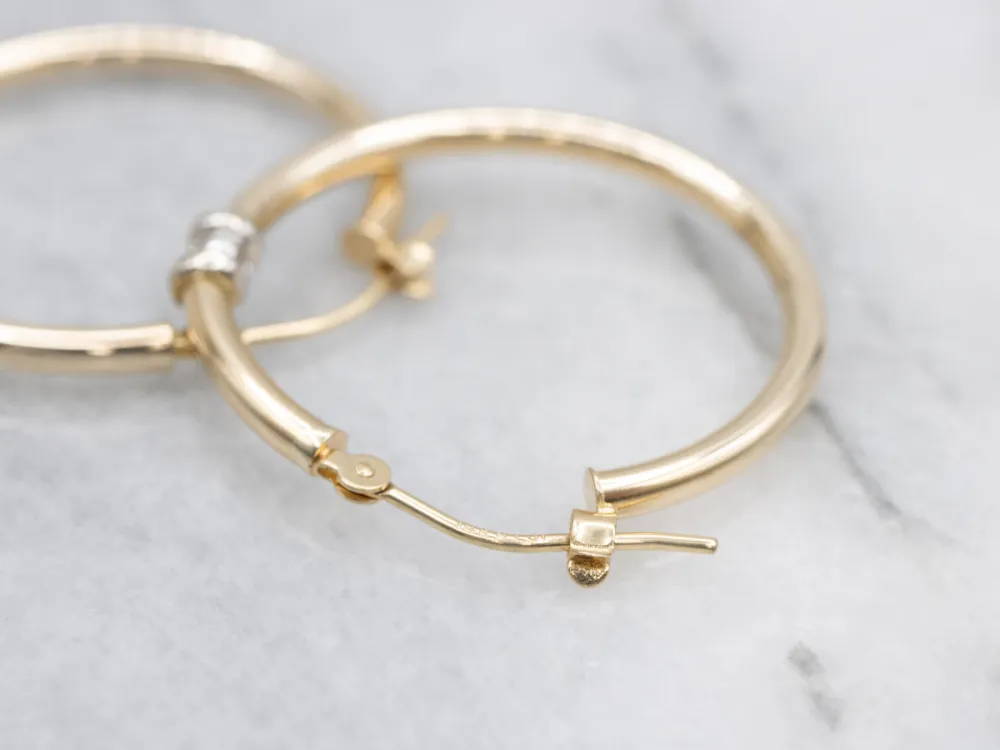 Ophangingsarm Two-Tone Gouden Diamond Hoop Earrings
