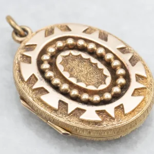 Ornately Engraved Dual-Sided Victorian Gold Locket