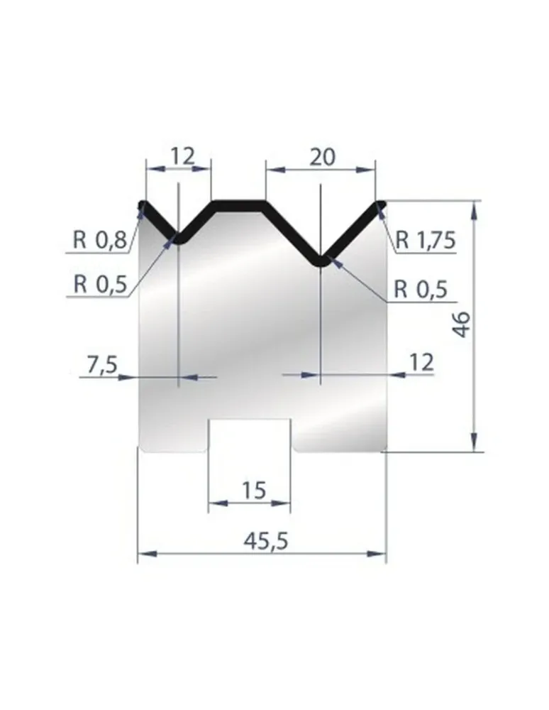 Part No. 2055 @ 415mm 88 Degree 2V Self Centering Die
