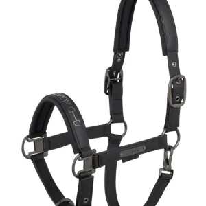 Platinum 25 Faux Leather Tweeling Pin Headcollar Black C