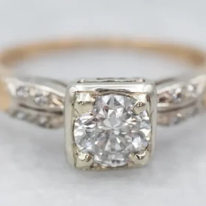 Professionele Klasse Retro Two Tone Gouden Diamond Engagement Ring