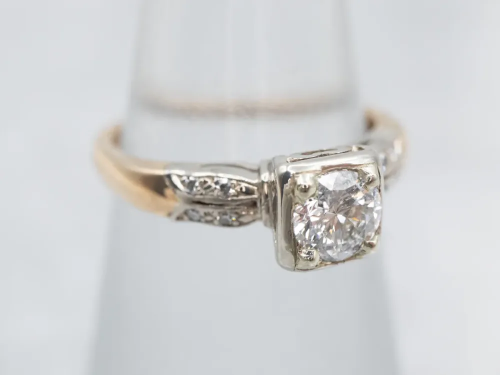 Professionele Klasse Retro Two Tone Gouden Diamond Engagement Ring