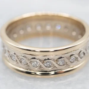 Professionele Klasse Two Toned Diamond Encrusted Eternity Band