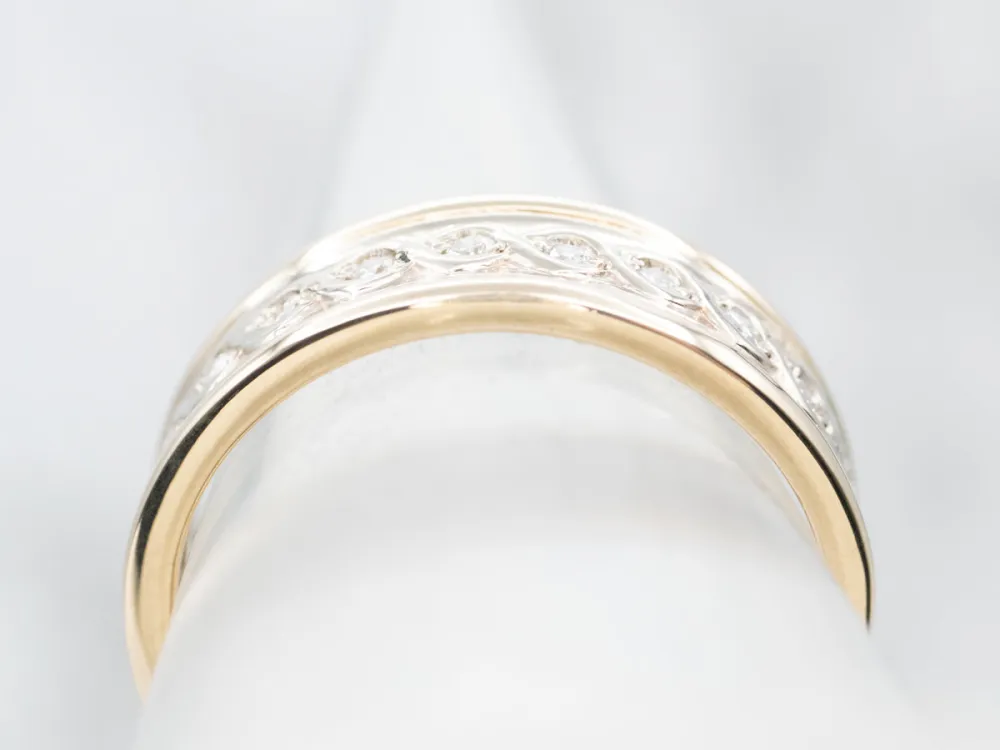 Professionele Klasse Two Toned Diamond Encrusted Eternity Band