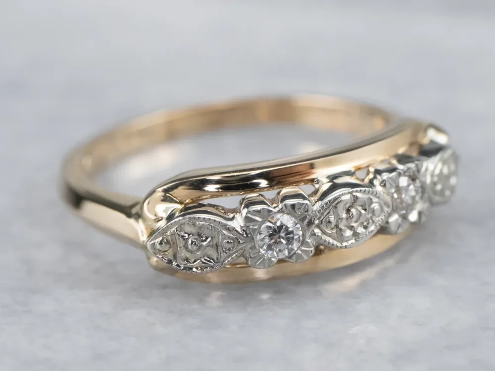 Retro Era Two Tone Diamond Band